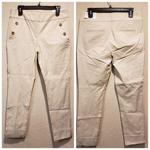 NWT Ann Taylor LOFT White Curvy Skinny Stretch Ankle Sailor Pants SIZE 6 Coastal
